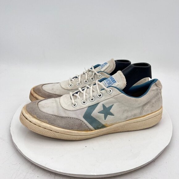 Vintage Converse One Star Chris Evert Women Size 9 White Blue Training Shoes - Picture 1 of 16